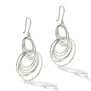 SILVER Circle Chandelier DROP EARRINGS e10150